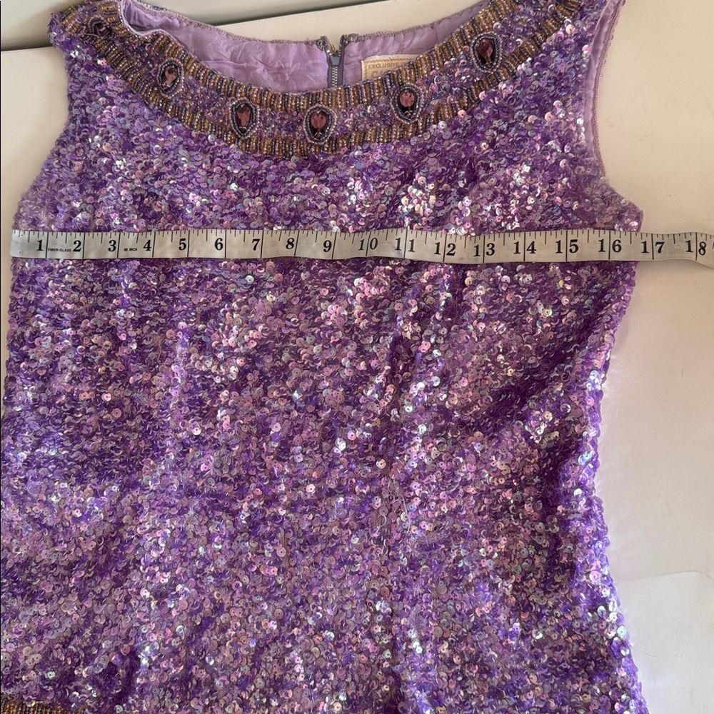 Vintage Cardell Wool Purple Sequin Rhinestone Sleeveless Evening Formal Top sz S - Picture 6 of 11